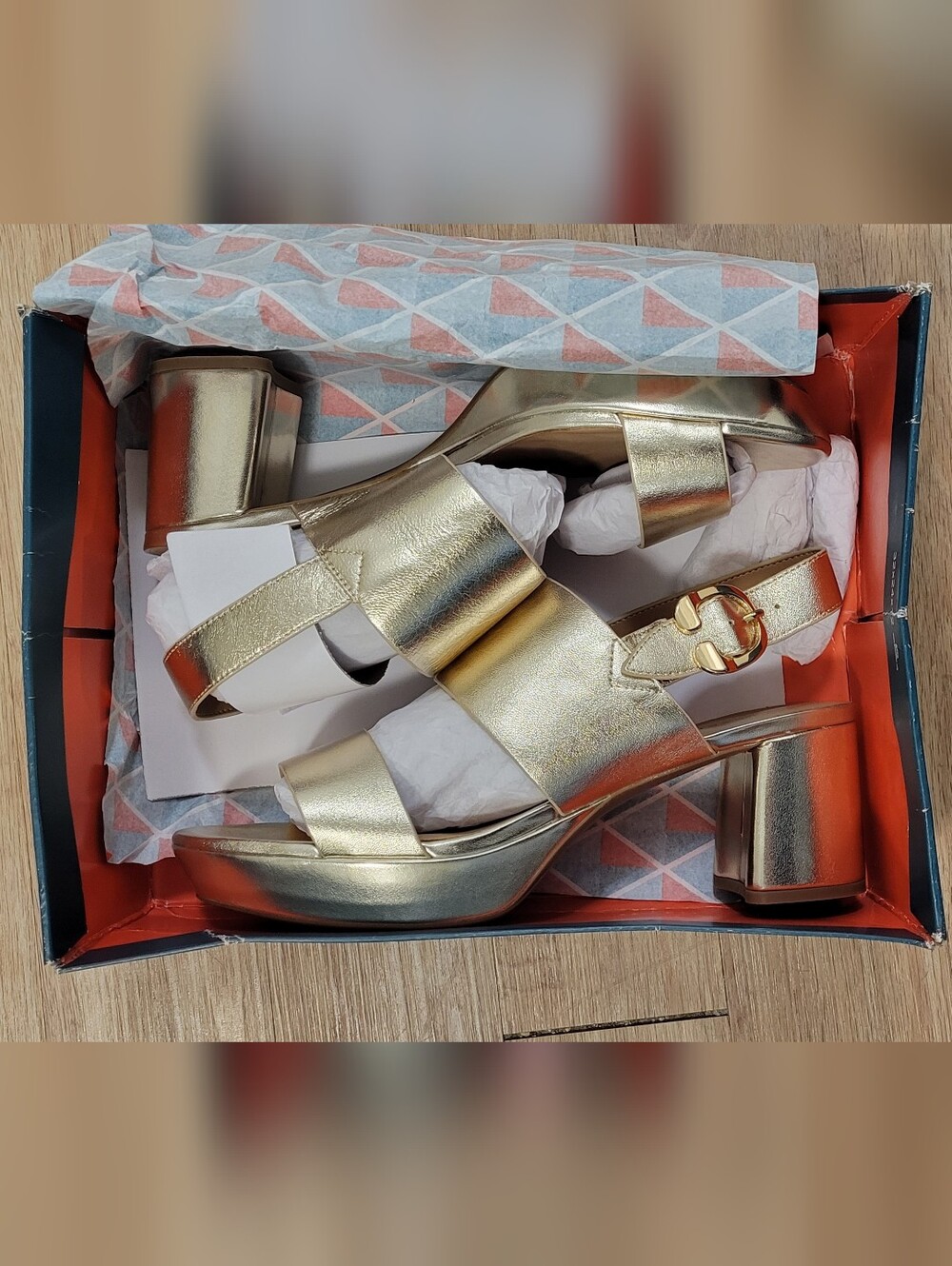 Areosoles  Womens Metallic Gold Block Heel Sandals Size 12M